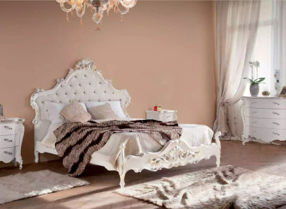 Weiße Schlafzimmer Garnitur Bett 2x Nachttische Kommoden Holz Set 4tlg